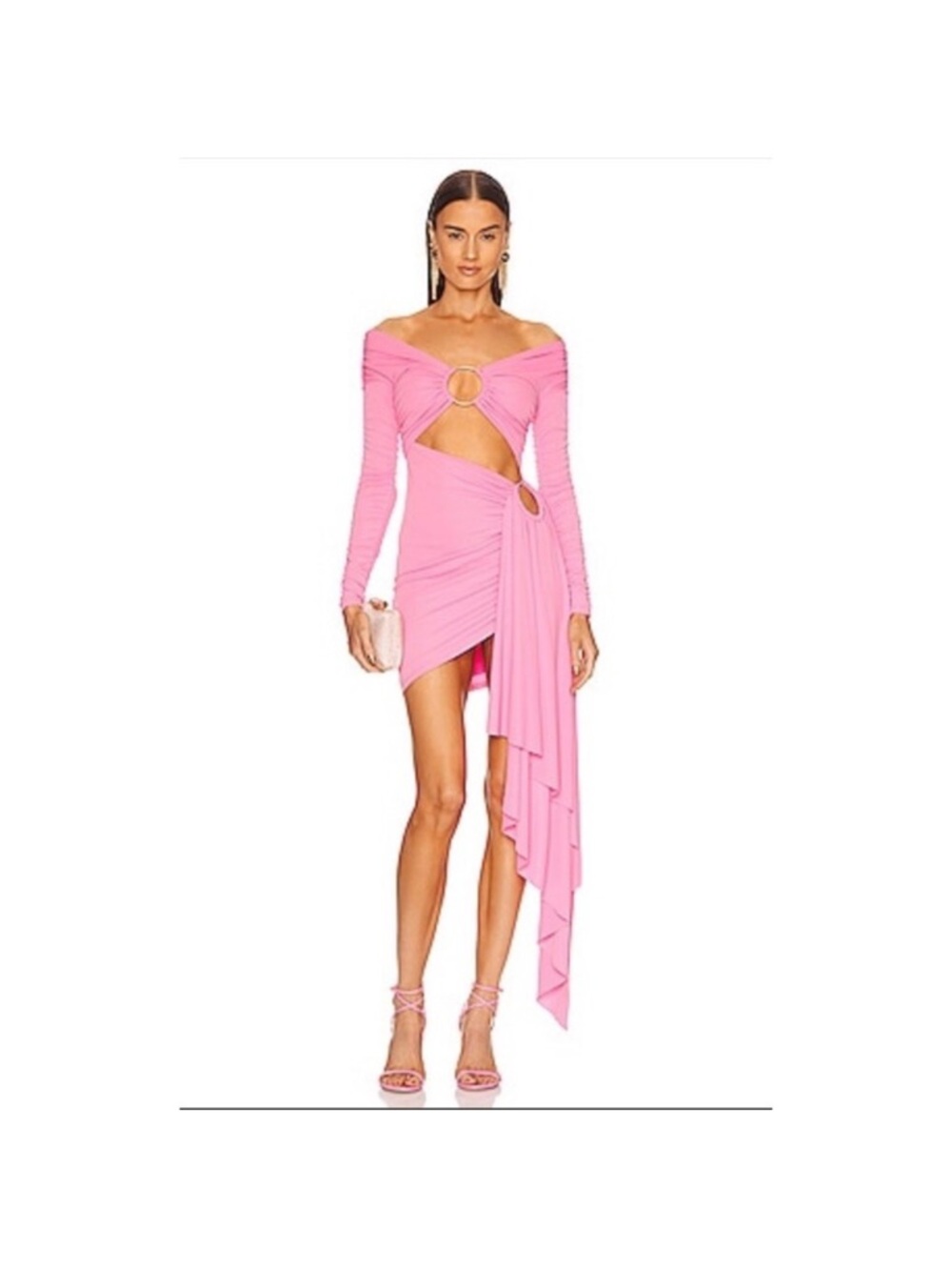 Michael Costello Pink Asymmetric Mini Dress
